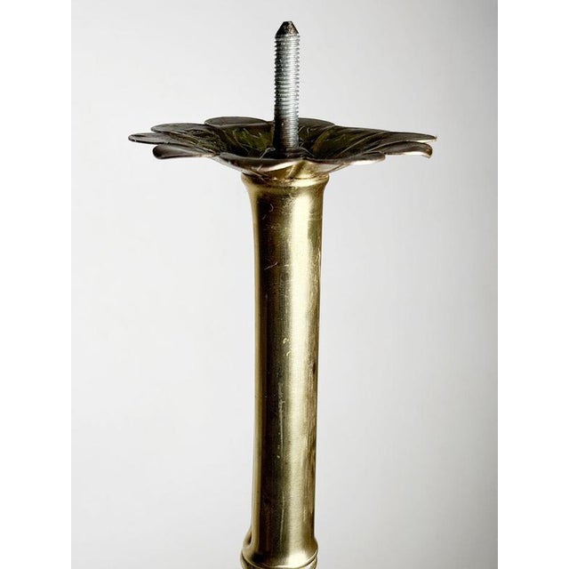 Brass and Rattan Candleholder in the style of Gae Aulenti, France, 1970s For Sale - Image 9 of 11