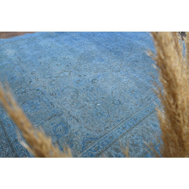 Blue 1960s Vintage Persian Handmade Wool Cotton Blue Area Rug For Sale - Image 8 of 11