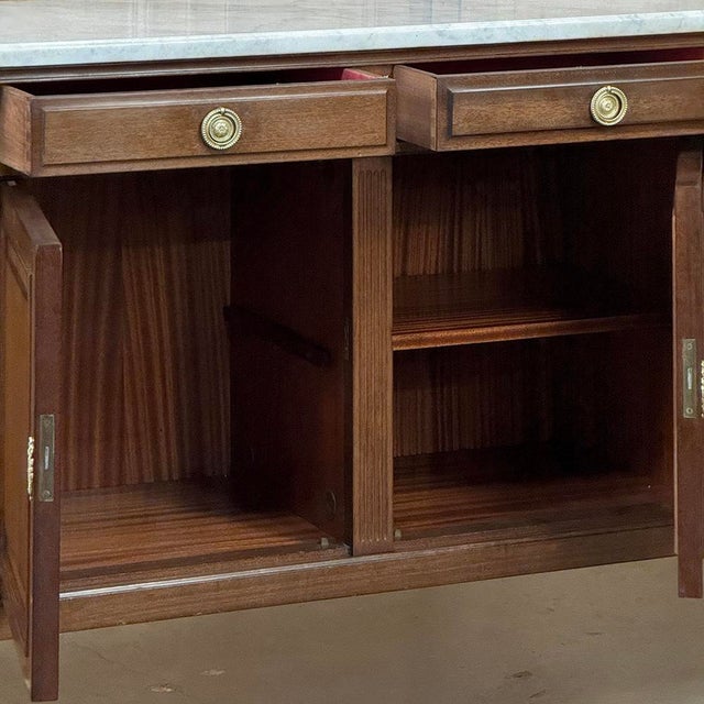 Mid 20th Century Grand French Louis XVI Mahogany Round-Sided Buffet With Carrara Marble For Sale - Image 13 of 18