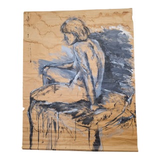 Mid Century Modern Nude Painting on Paper | For Sale