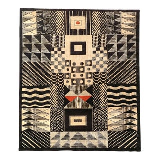 Vintage Oversized Bauhaus Tapestry in Black With Geometric Pattern - Rug & Kilim For Sale
