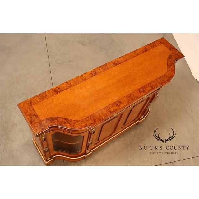 Late 20th Century Italian Neoclassical Style Burl Wood Sideboard Credenza For Sale - Image 5 of 18