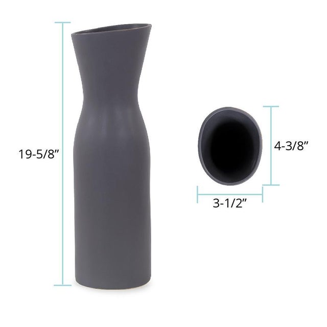 Kenneth Ludwig Chicago Asymmetrical Charcoal Gray Contemporary Ceramic Short Vase For Sale - Image 4 of 6