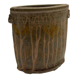 Organic Modern Studio Pottery Cachepot / Planter Vessel With Art Nouveau Influence For Sale