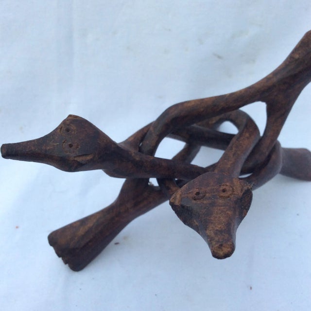 20th Century Boho Chic Hand Carved Bowl Stand For Sale - Image 4 of 6
