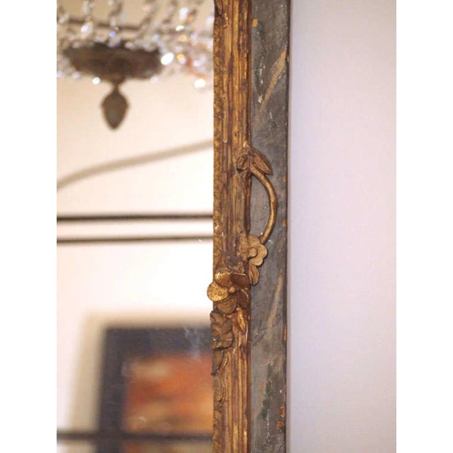 Louis XV Finely Carved Painted and Gilded Mirror For Sale - Image 4 of 8