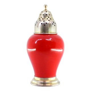 Gold-Plated Silver and Red Porcelain Sprinkler For Sale
