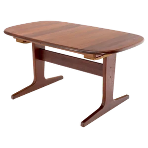 Compact Solid Teak Danish Mid-Century Modern Dining Table with Two Leaves