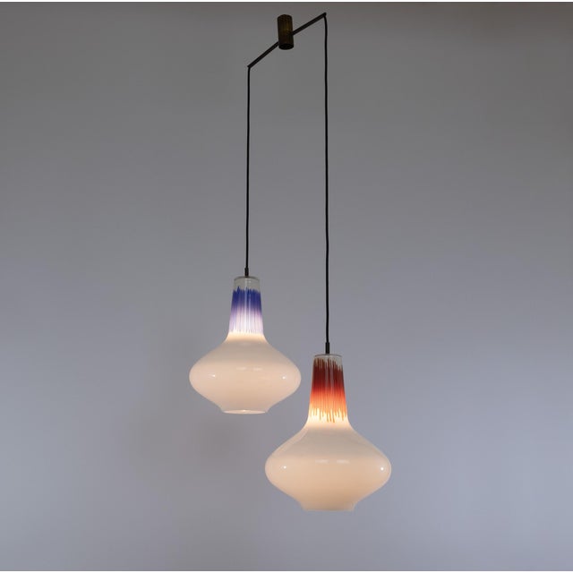 White, Red and Blue Murano Glass Pendants by Massimo Vignelli for Venini, 1950s For Sale - Image 10 of 11