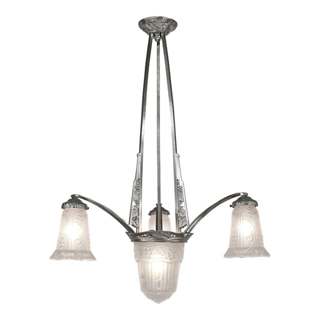 French Art Deco Chandelier by Pierre Maynadier 1930 France For Sale