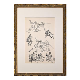 Vintage Pen and Ink Sketches for "Dangerous Liaisons" by Russian Illustrator Anatoly Itkin For Sale