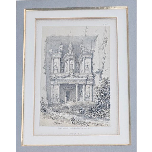 El Khasné, Petra (Plate 92) — David Roberts, 1856 | Original Antique Lithograph This is an original 19th-century tinted...