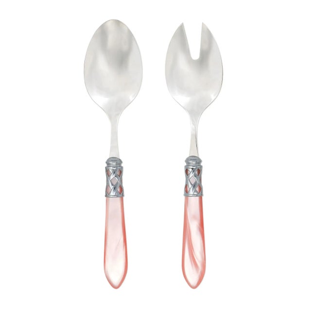 Light Pink VIETRI Aladdin Brilliant Light Pink Salad Server Set For Sale - Image 8 of 8
