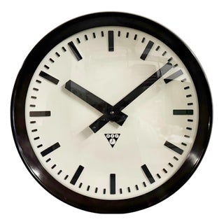 Industrial Bakelite Factory Wall Clock from Pragotron, 1960s For Sale