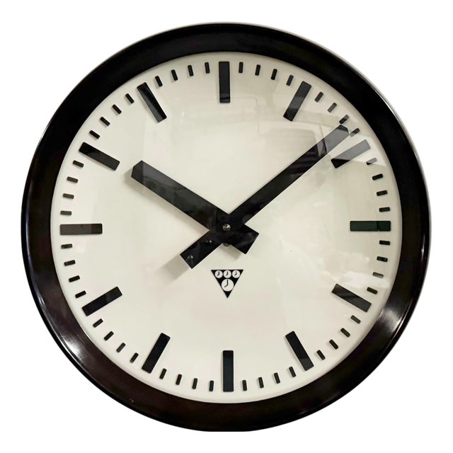 Industrial Bakelite Factory Wall Clock from Pragotron, 1960s For Sale