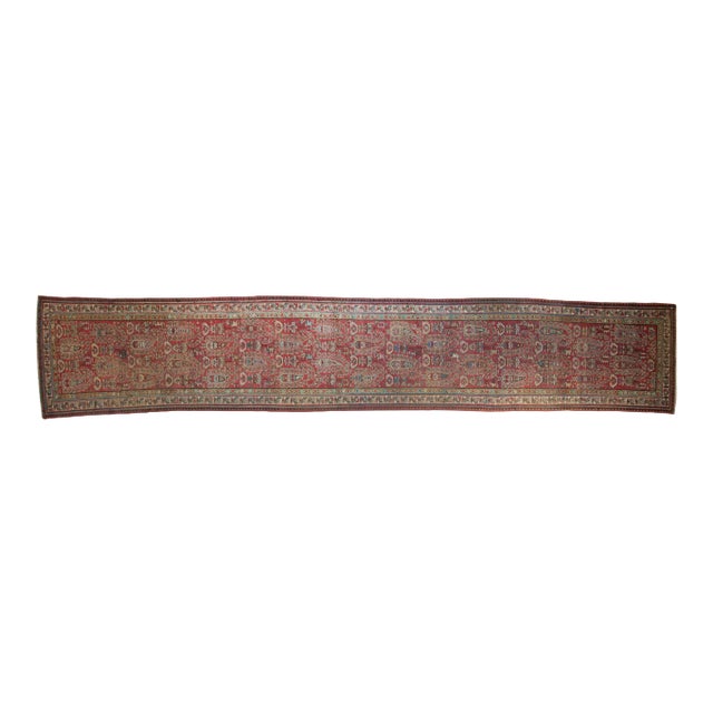 Vintage Distressed Fragment Malayer Rug Runner - 2'10" X 14'7" For Sale