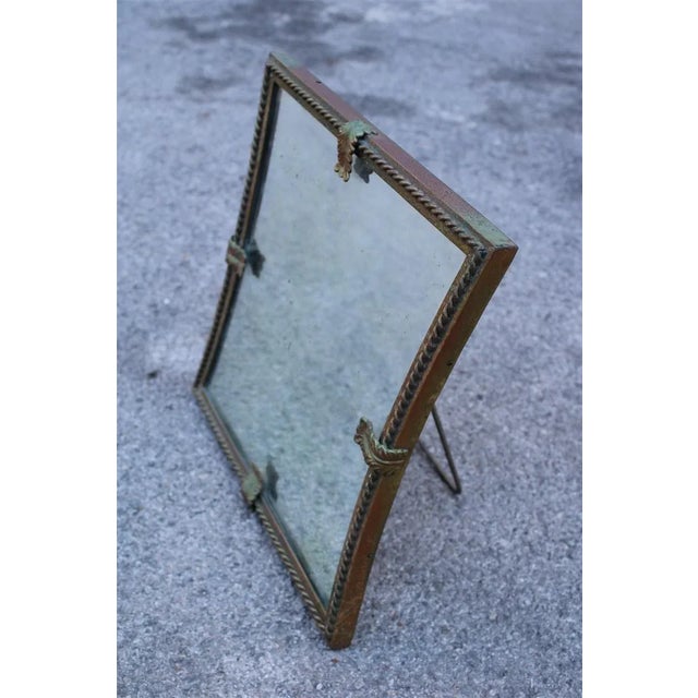 Green Italian Table Mirror with Acanthus Leaves in Burnished Brass, 1950s For Sale - Image 8 of 12