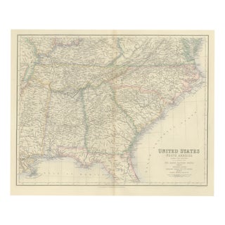 Antique Map of the South Eastern United States with Cape Hatteras, 1860 For Sale