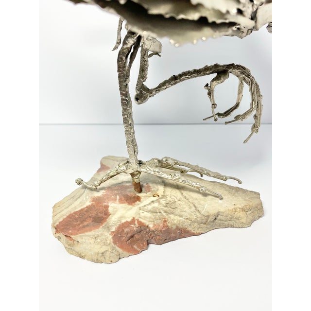 French Country 1960s Mid-Century Vintage Large Rooster Chicken Silver Metal Art Sculpture For Sale - Image 3 of 12