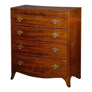 Large English Bow Front Chest of Drawers of Mahogany