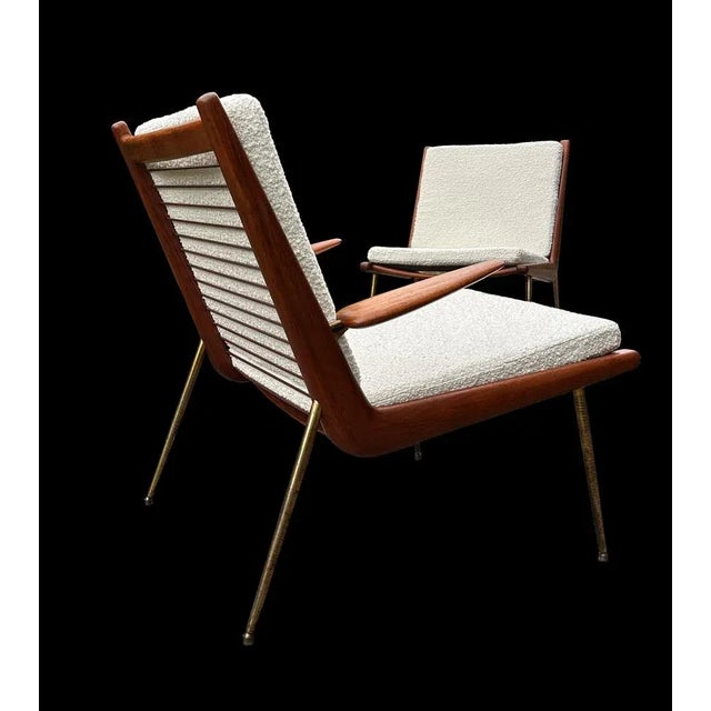 White Boomerang Armchairs by Peter Hvidt & Orla Molgaard Nielsen for France & Søn / France & Daverkosen, 1950s, set of 2 For Sale - Image 8 of 8