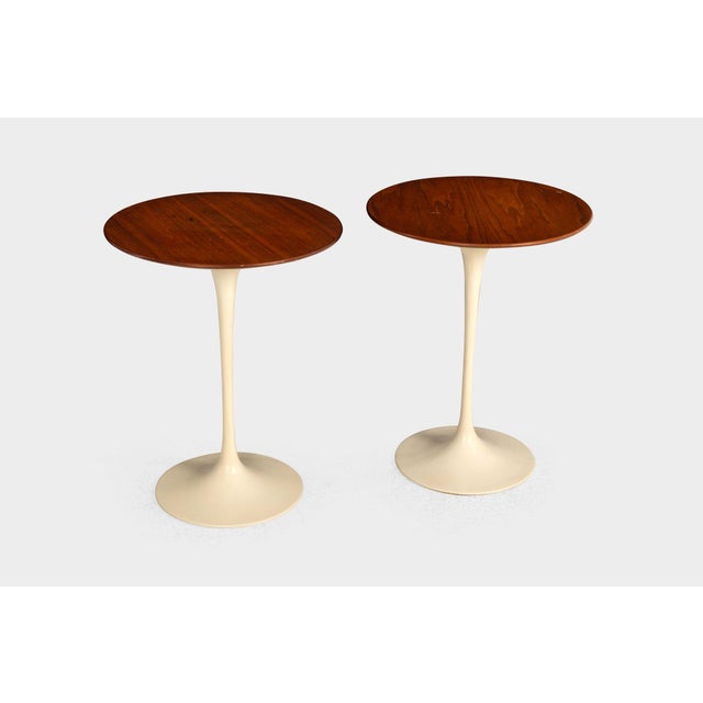 Early Eero Saarinen “Tulip” Side Tables, c.1960 –Walnut Tops & Cast-Iron Bases For Sale In Chicago - Image 6 of 8