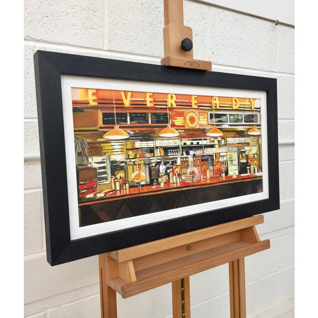 American Diner Still Life Painting by Leading British Urban Landscape Artist For Sale - Image 13 of 13