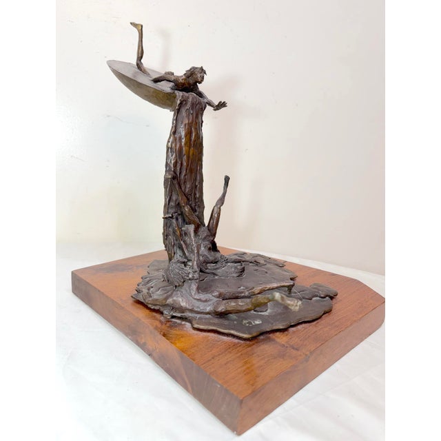 Figurative Large Vintage Scott Jarvie 20th Century Bronze Wood Waterfall Statue Sculpture For Sale - Image 3 of 16