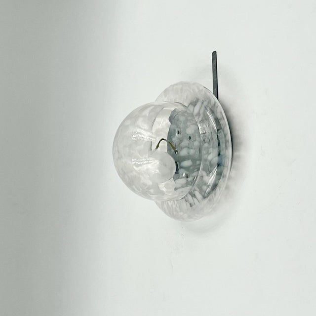 1960s Vintage Space Age UFO Flush Mount Light Fixture with Spotted Glass Shade, 1960s For Sale - Image 5 of 11