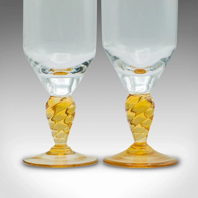 Amber 1950's Set of 10 Vintage Stem Glasses For Sale - Image 8 of 9