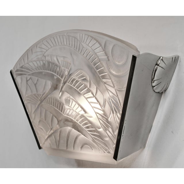 Metal French Art Deco Wall Sconces by Pierre d'Avesn Lorrain Daum 1930 France #1 - A Pair For Sale - Image 7 of 18