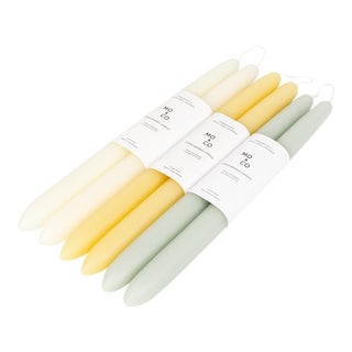 Trio of Dipped Beeswax Candles in Natural White, Natural Gold, & Eucalyptus - Bundle of 3 Pairs