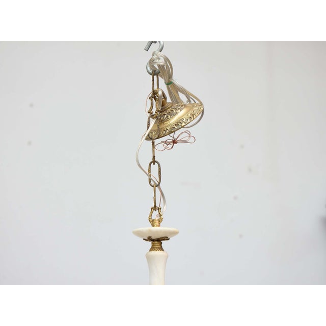 Metal Mid-20th Century Italian Alabaster and Bronze Five-Light Chandelier For Sale - Image 7 of 9