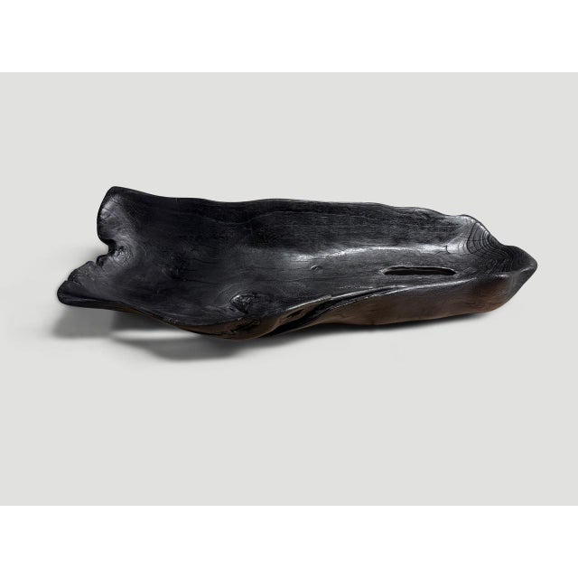 Black Andrianna Shamaris Sculptural Charred Teak Wood Vessel For Sale - Image 8 of 18