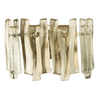 Textured Ice Glass Chrome Wall Lights attributed to J. T. Kalmar for Kalmar, 1970 For Sale