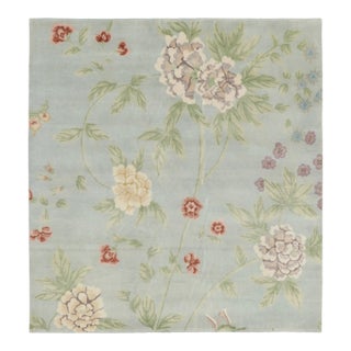 Chinese Art Deco Style Floral Vinery Wool Square Rug by Rug & Kilim, India For Sale