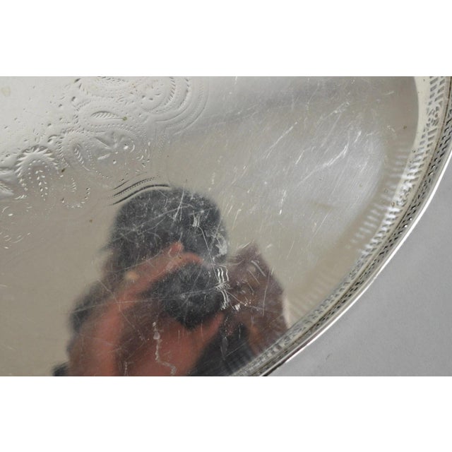 Antique English Sheffield Edwardian Silver Plated Oval Serving Platter Tray For Sale - Image 12 of 16