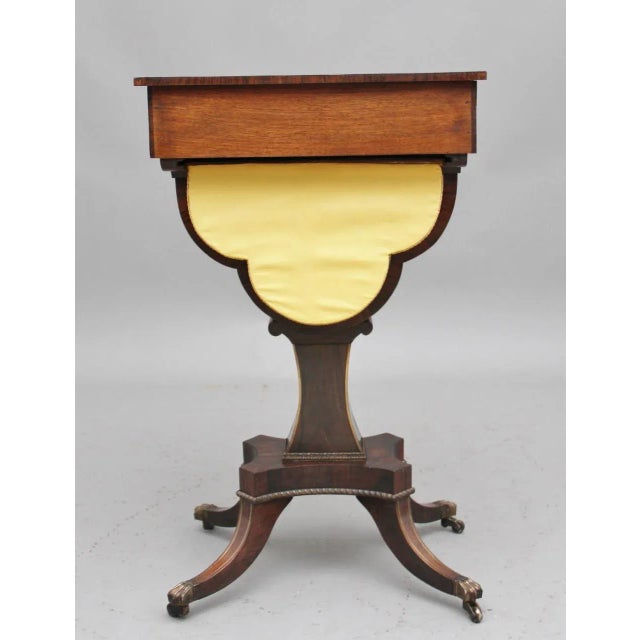 Wood 19th Century Rosewood and Brass Inlaid Worktable For Sale - Image 7 of 14