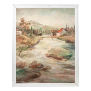 Miloslava Vrbova-Štefková, River Landscape, Oil Painting, Mid-20th Century For Sale