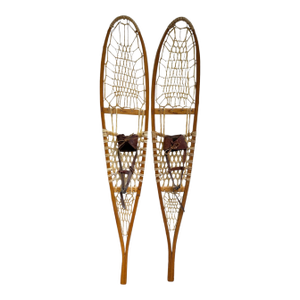Tall Leather Rawhide Snowshoes Tubbs Vermont Ash Wood Decorative Display-a Pair
