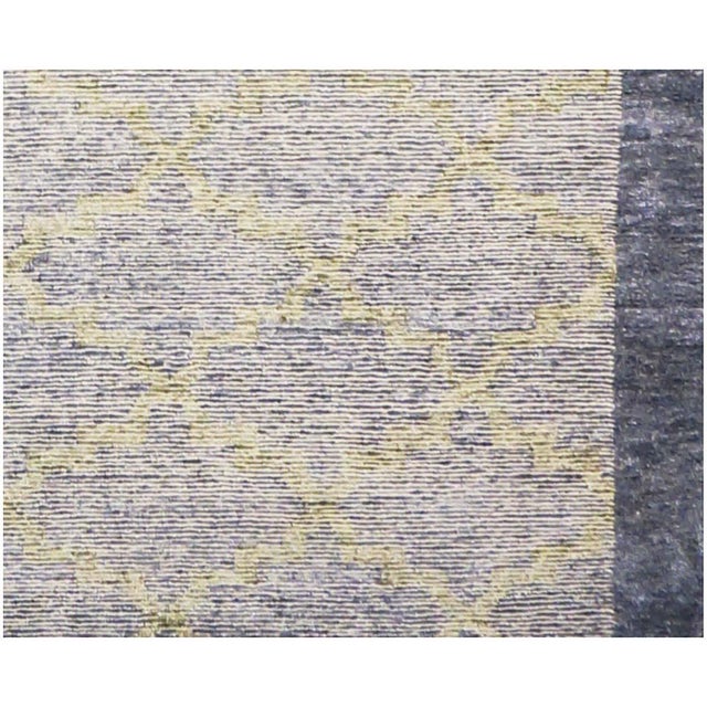 Textile Nepalese Modern Wool & Silk 10X14 Slate Blue & Light Green Handmade Area Rug #1143599 For Sale - Image 7 of 10