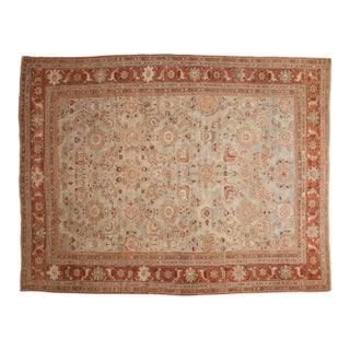 Vintage Distressed Mahal Carpet - 8'10" X 11'8" For Sale