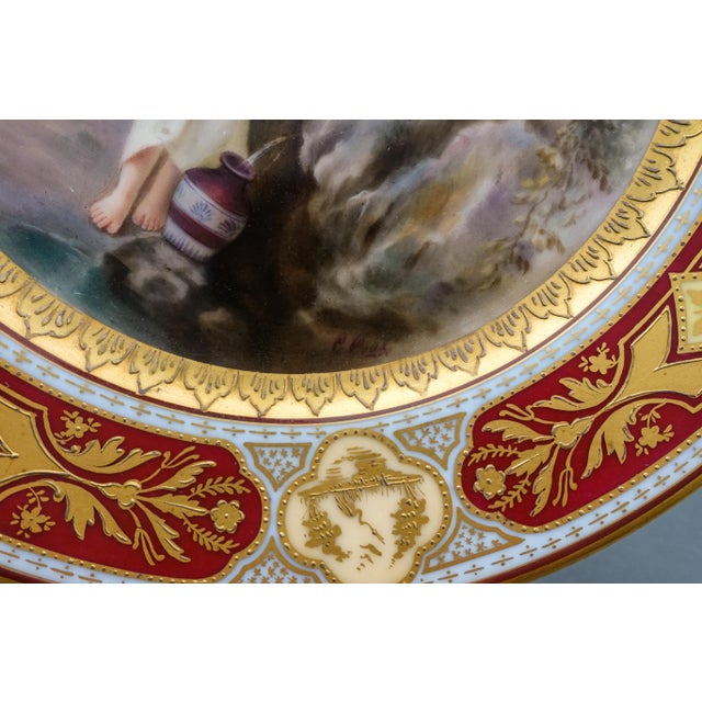 Ceramic Vintage Royal Vienna Austrian Antique Pomp Girl Porcelain Signed Cabinet Plate For Sale - Image 7 of 10