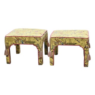 Pair Newly Upholstered Mid Century Parsons Benches/Ottomans For Sale