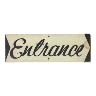 Vintage Black and White Entrance Sign For Sale