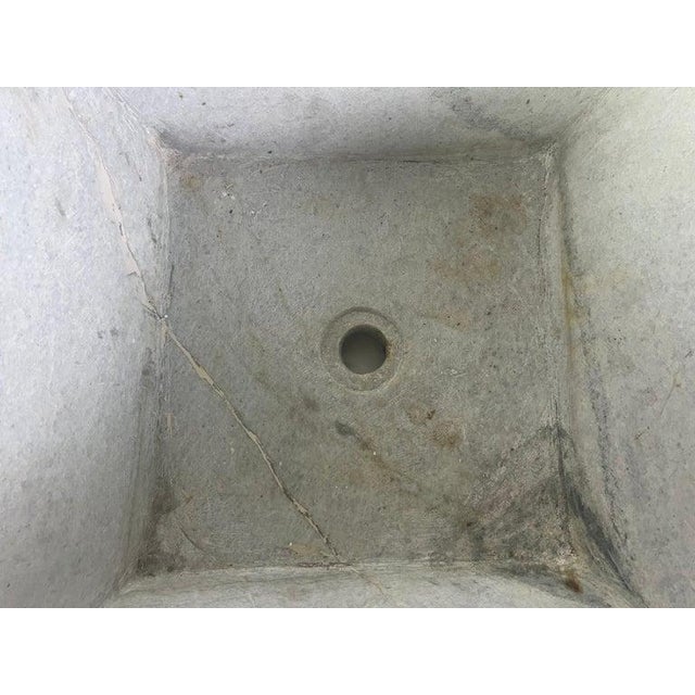 Gray Mid 20th Century Italian Marble Sink in Square Organic Modern Style For Sale - Image 8 of 13