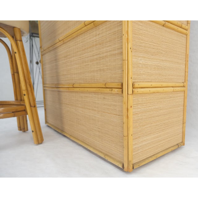 Vintage Mid Century Modern Bamboo Rattan Bar & Pair of Matching Bar Stools MINT For Sale - Image 15 of 15
