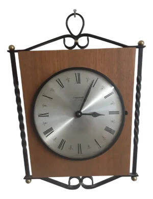 Vintage German Wall Clock in Teak & Brass from Junghans, 1970s