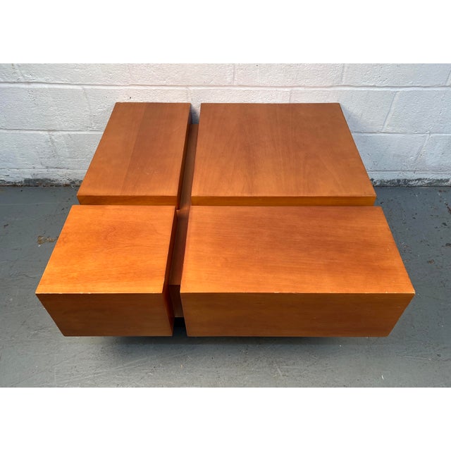 Late 20th Century Mid-Century Modern Style Square Wooden Coffee Table For Sale - Image 4 of 13