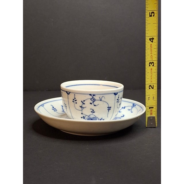 Antique Royal Copenhagen Blue Fluted Tea Bowl Saucer Late 18th Century 3 Waves Mark For Sale - Image 10 of 10